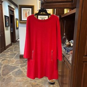 GAP Vibrant Red Long Sleeve Dress with Zipper Pocket Details